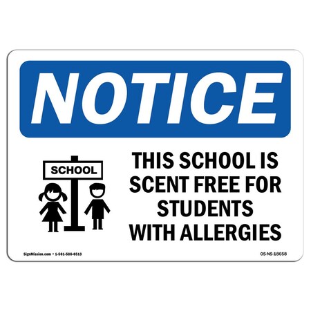 Signmission OSHA Notice, 3.5" Height, This School Is Scent Free For Sign With Symbol, 5" X 3.5", Landscape OS-NS-D-35-L-18658